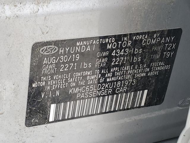 KMHC65LD2KU181973 - 2019 HYUNDAI IONIQ GRAY photo 12