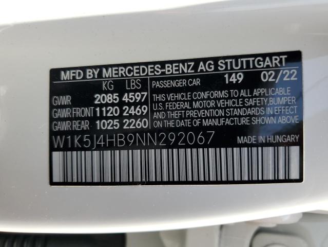W1K5J4HB9NN292067 - 2022 MERCEDES-BENZ CLA 250 4MATIC WHITE photo 12