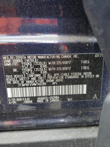 2T3W1RFV5MW140299 - 2021 TOYOTA RAV4 XLE BLUE photo 13