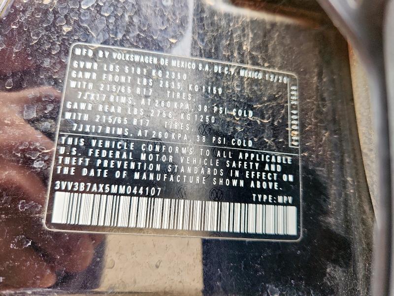 3VV3B7AX5MM044107 - 2021 VOLKSWAGEN TIGUAN SE Սև լուսանկար 12