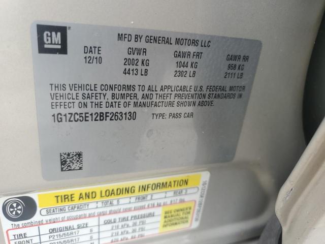 1G1ZC5E12BF263130 - 2011 CHEVROLET MALIBU 1LT GOLD photo 12