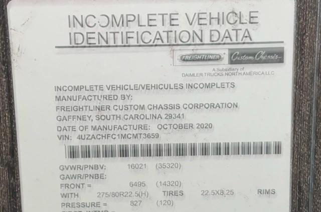 4UZACHFC1MCMT3659 - 2021 FREIGHTLINER CHASSIS XC შავი ფოტო 10