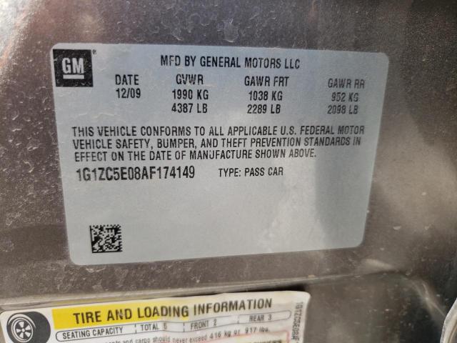 1G1ZC5E08AF174149 - 2010 CHEVROLET MALIBU 1LT ყავისფერი ფოტო 12