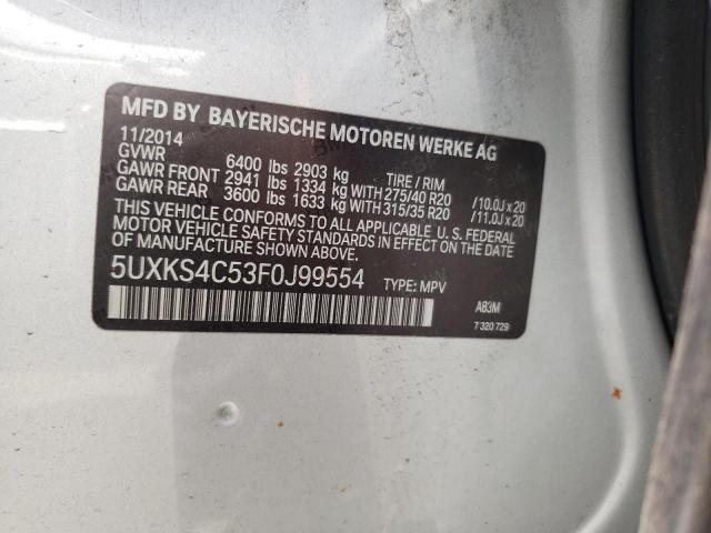 5UXKS4C53F0J99554 - 2015 BMW X5 XDRIVE35D GRAY photo 14