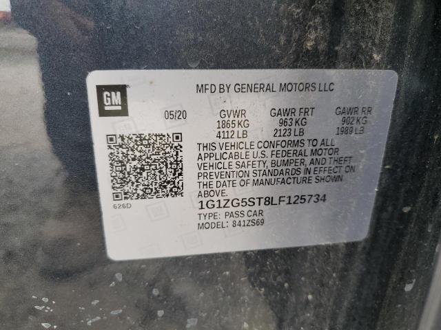 1G1ZG5ST8LF125734 - 2020 CHEVROLET MALIBU RS ნაცრისფერი ფოტო 12