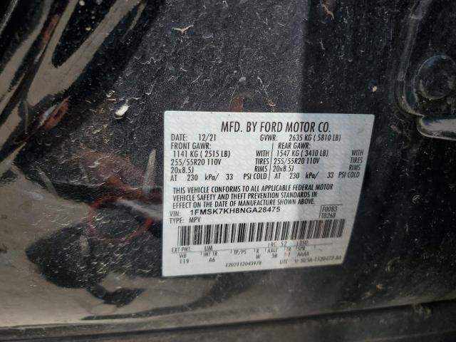 1FMSK7KH8NGA28475 - 2022 FORD EXPLORER ST-LINE BLACK photo 13