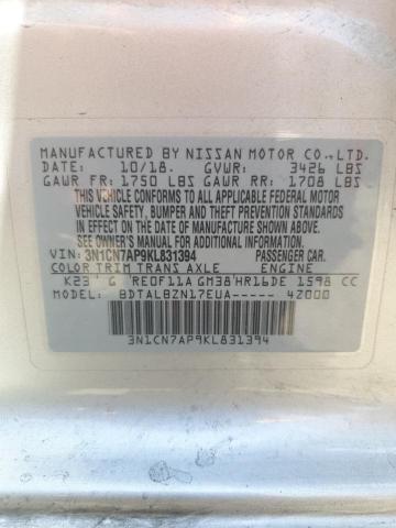 3N1CN7AP9KL831394 - 2019 NISSAN VERSA S SILVER photo 13