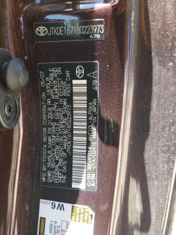 JTKDE167180223973 - 2008 TOYOTA SCION TC ბურგუნდია ფოტო 12