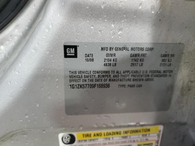 1G1ZK57709F168936 - 2009 CHEVROLET MALIBU LTZ ვერცხლისფერი ფოტო 12