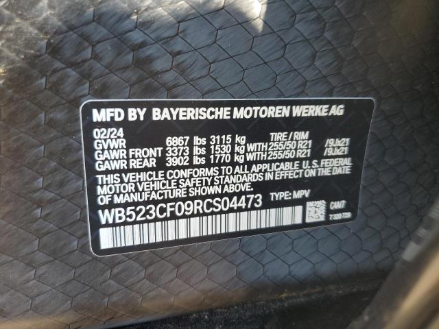WB523CF09RCS04473 - 2024 BMW IX XDRIVE50 GRAY photo 13