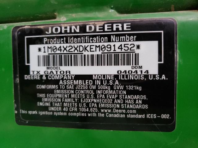 1M04X2XDKEM091452 - 2014 JD GATOR GREEN photo 10