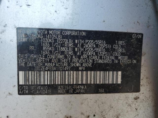JTLZE4FE8A1101497 - 2010 TOYOTA SCION XB SILVER photo 12