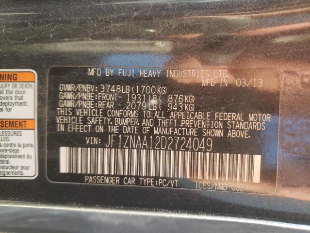 JF1ZNAA12D2724049 - 2013 TOYOTA SCION FR-S შავი ფოტო 10