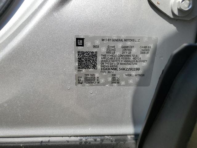 1GKKNMLS6KZ291198 - 2019 GMC ACADIA SLT-1 SILVER photo 13