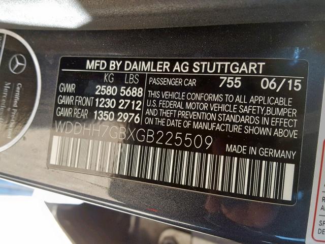 WDDHH7GBXGB225509 - 2016 MERCEDES-BENZ E 63 AMG-S  photo 10