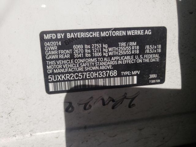 5UXKR2C57E0H33768 - 2014 BMW X5 SDRIVE35I WHITE photo 10