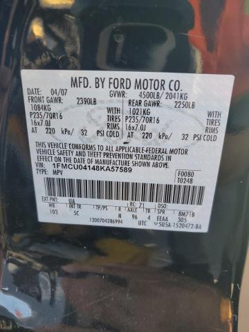 1FMCU04148KA57589 - 2008 FORD ESCAPE LIMITED BLACK photo 13