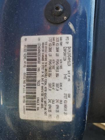 1D7HG48N63S340368 - 2003 DODGE DAKOTA QUAD SLT BLUE photo 12