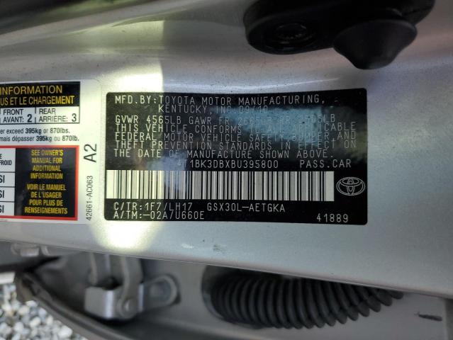 4T1BK3DBXBU395800 - 2011 TOYOTA AVALON BASE Gümüş foto 12