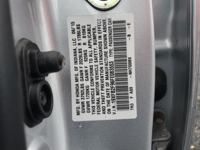 19XFB2F96FE083553 - 2015 HONDA CIVIC EXL SILVER photo 12
