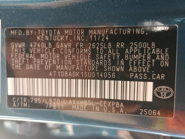 4T1DBADK1SU014056 - 2025 TOYOTA CAMRY XSE 蓝色 照片 13