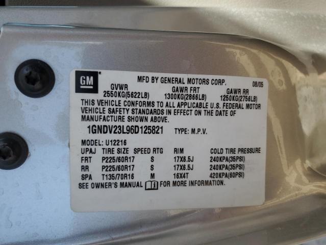 1GNDV23L96D125821 - 2006 CHEVROLET UPLANDER LS 银色 照片 13