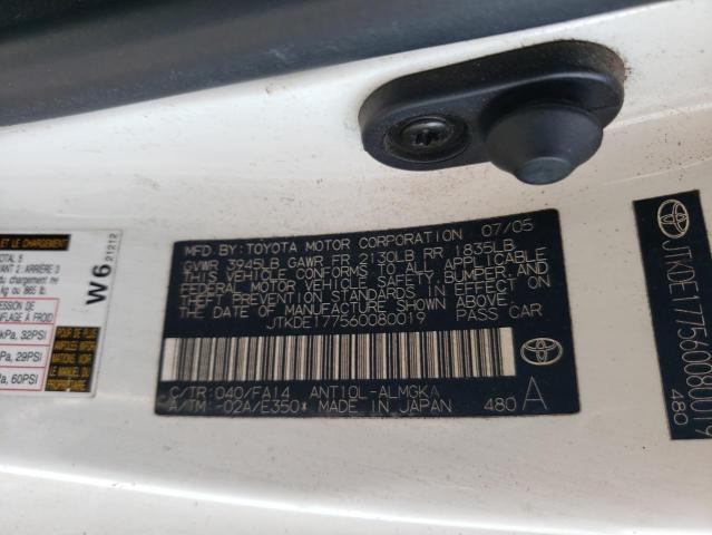 JTKDE177560080019 - 2006 TOYOTA SCION TC 白色 照片 12