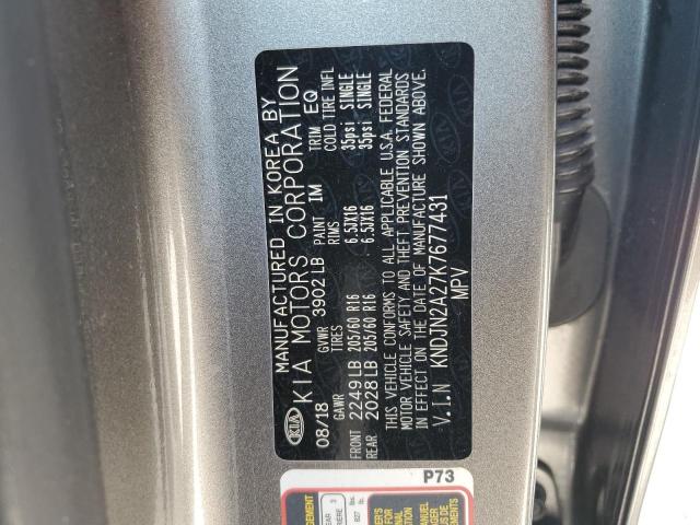 KNDJN2A27K7677431 - 2019 KIA SOUL GRAY photo 12