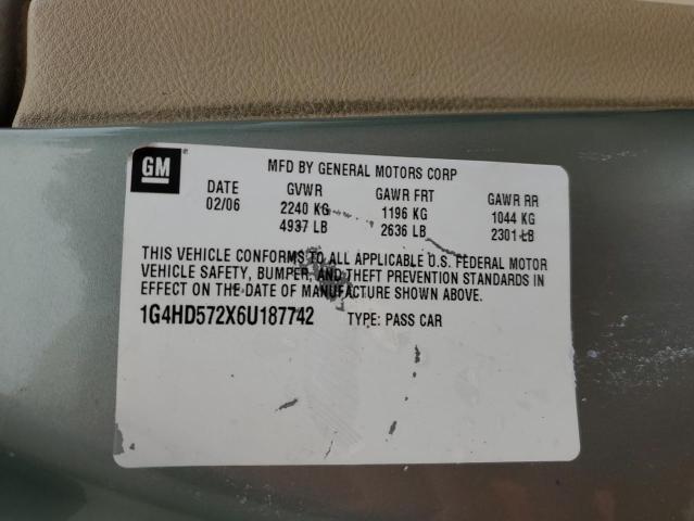 1G4HD572X6U187742 - 2006 BUICK LUCERNE CXL GREEN photo 12