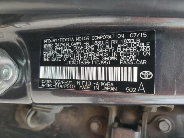 JTDKDTB36F1103951 - 2015 TOYOTA PRIUS C Gri fotoğraf 13