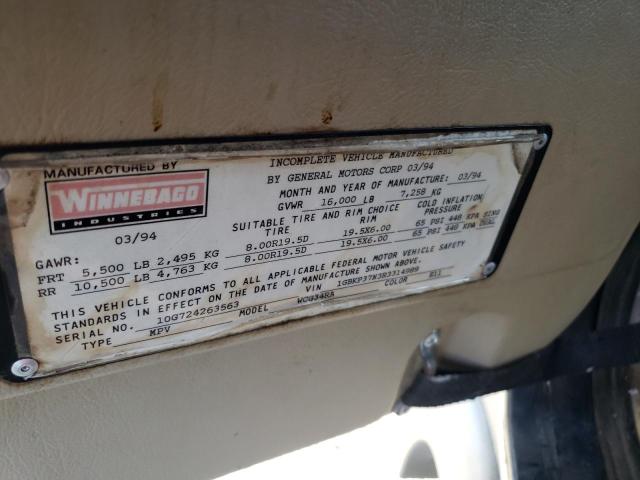 1GBKP37N3R3314989 - 1994 WINNEBAGO ADVENTURER TAN photo 10