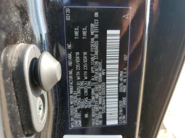 5TDGZRAH1LS009269 - 2020 TOYOTA HIGHLANDER XLE Schwarz Foto 12