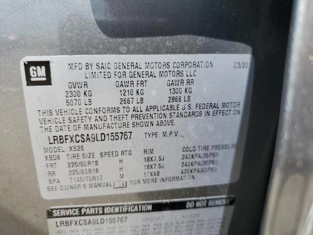 LRBFXCSA9LD155767 - 2020 BUICK ENVISION ESSENCE GRAY photo 13