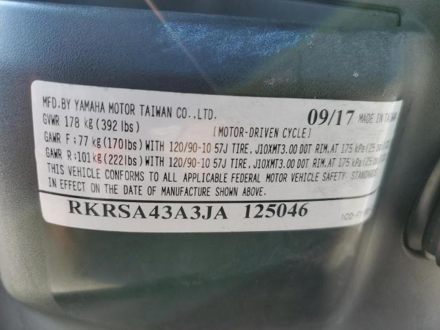 RKRSA43A3JA125046 - 2018 YAMAHA YW50 F BLACK photo 10