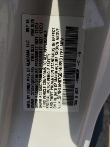 5FNRL5H67GB140899 - 2016 HONDA ODYSSEY EXL WHITE photo 14