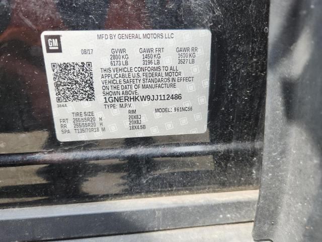 1GNERHKW9JJ112486 - 2018 CHEVROLET TRAVERSE LT BLACK photo 13