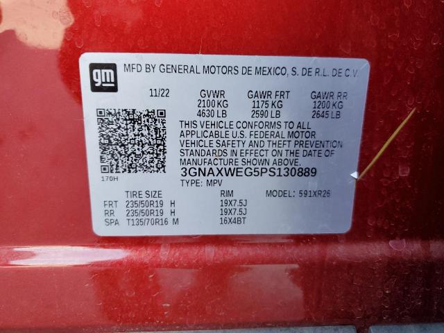 3GNAXWEG5PS130889 - 2023 CHEVROLET EQUINOX RS RED photo 13