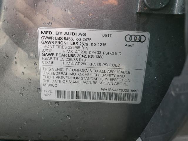 WA1BNAFY5J2015851 - 2018 AUDI Q5 PREMIUM PLUS GRAY photo 13