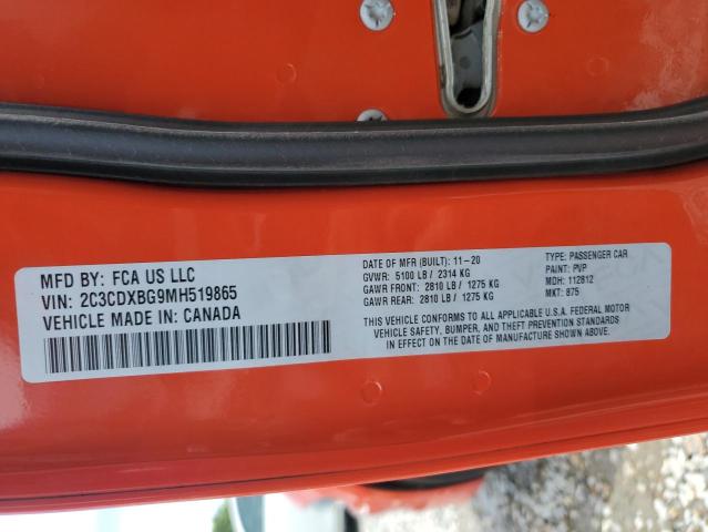 2C3CDXBG9MH519865 - 2021 DODGE CHARGER SXT ORANGE photo 12