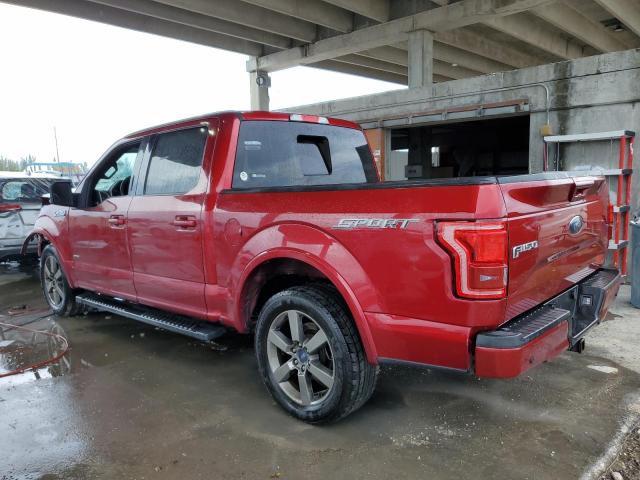 1FTEW1CG9FFD03139 - 2015 FORD F150 SUPERCREW RED photo 2