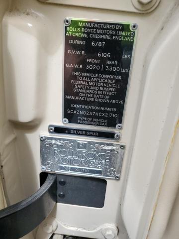 SCAZN02A7HCX21710 - 1987 ROLLS-ROYCE SILVER SPU BEIGE photo 12