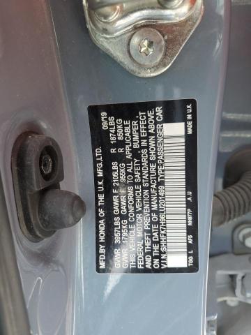 SHHFK7H96LU201499 - 2020 HONDA CIVIC SPORT TOURING BLUE photo 12