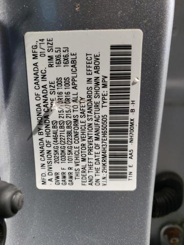 2HKRM4H37EH650505 - 2014 HONDA CR-V LX SILVER photo 13