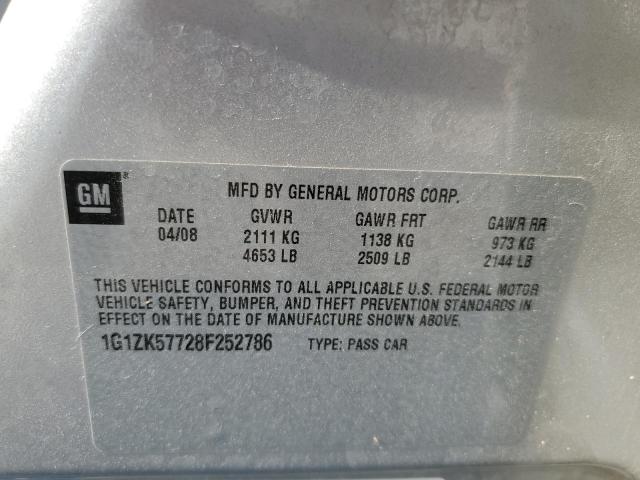 1G1ZK57728F252786 - 2008 CHEVROLET MALIBU LTZ Gümüş foto 12