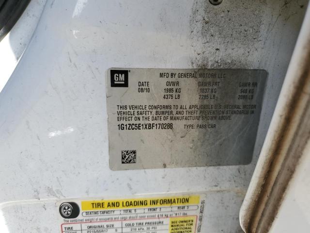 1G1ZC5E1XBF170288 - 2011 CHEVROLET MALIBU 1LT WHITE photo 12