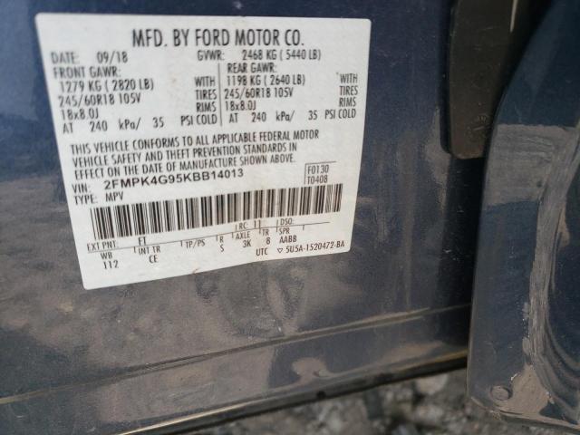 2FMPK4G95KBB14013 - 2019 FORD EDGE SE BLUE photo 12