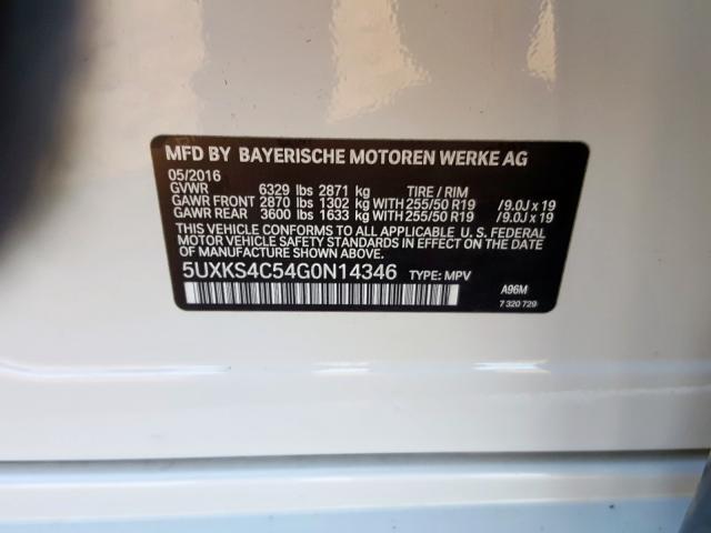 5UXKS4C54G0N14346 - 2016 BMW X5 XDRIVE35D  foto 10