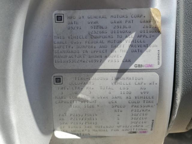 1G1BN53E2MW248597 - 1991 CHEVROLET CAPRICE CLASSIC LTZ 灰色 照片 12