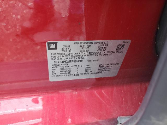 1GYS4PKJ8FR686010 - 2015 CADILLAC ESCALADE PLATINUM RED photo 12