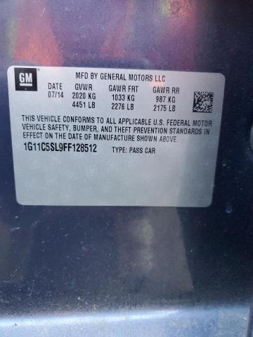 1G11C5SL9FF128512 - 2015 CHEVROLET MALIBU 1LT BLUE photo 12